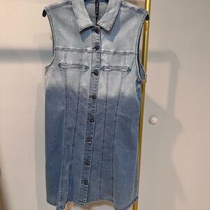 Sleeveless Light Wash Denim Mini Dress